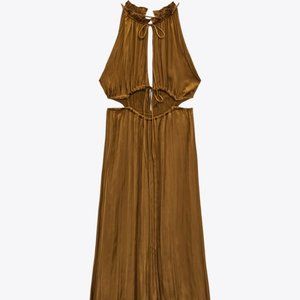 Copper Satin Effect Cut Out Dress